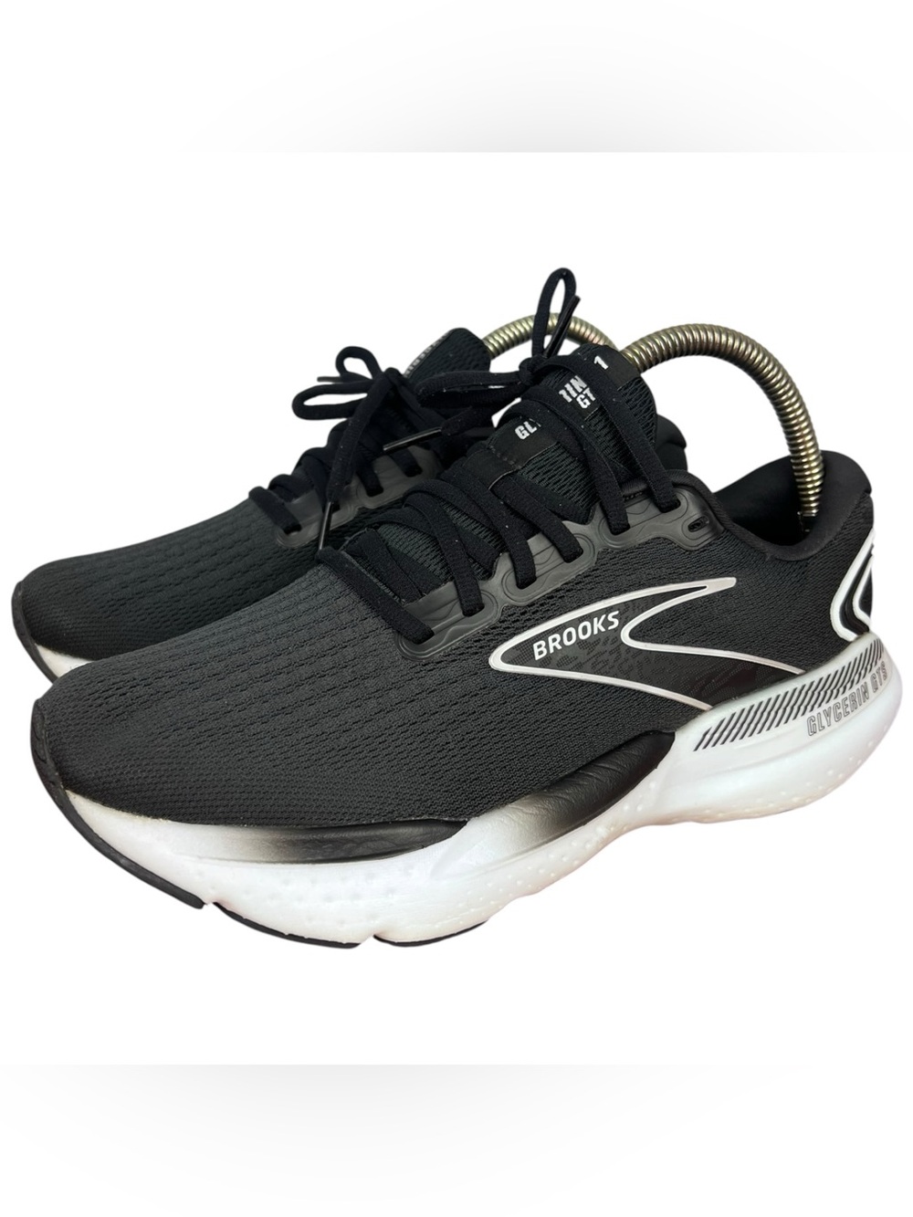Brooks Glycerin GTS 21 Shoes Womens Size 9 D Wide Black White Sneakers Athletic